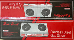 Gas Stove 2-plate Red Heart Stainless Steel